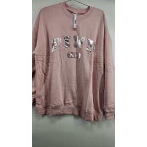 Victoria's Secret XL Pink Campus Fleece Oversized Crewneck Sweater NWT